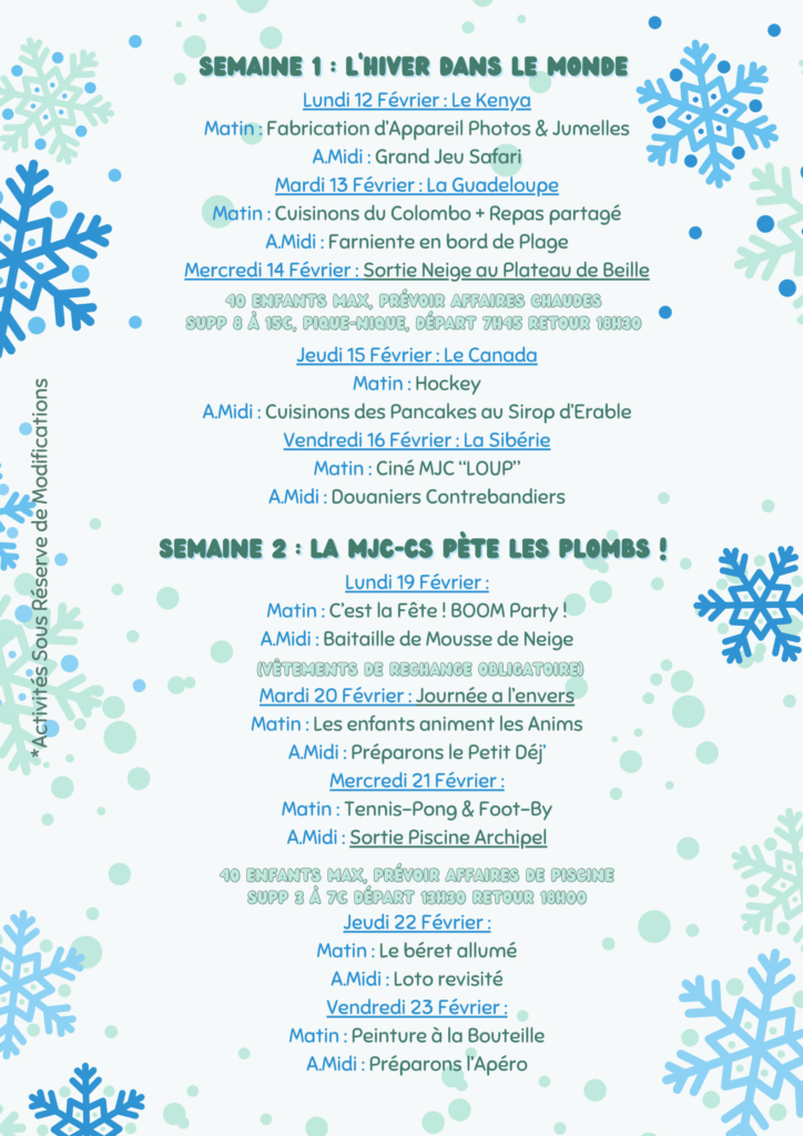 programme 5- 11 hiver