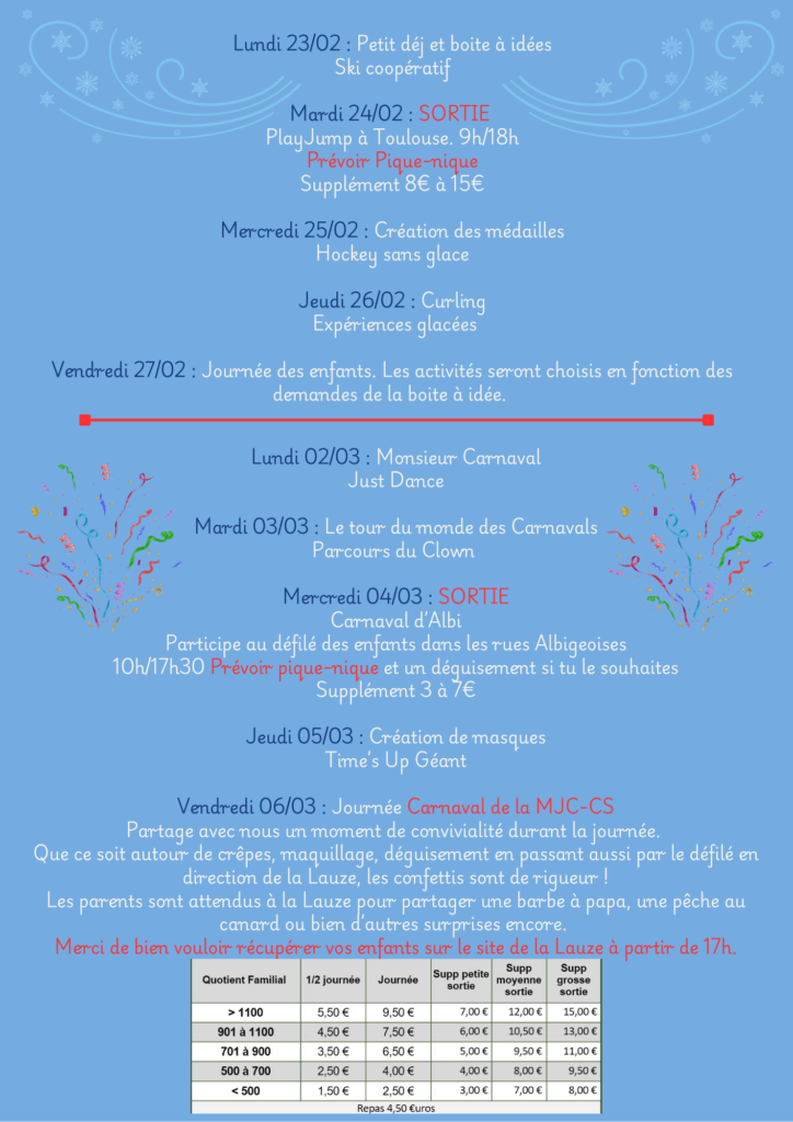 programme hiver enfance